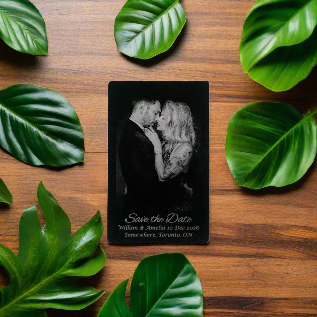 Save the Date Metal Engraved Photo Card