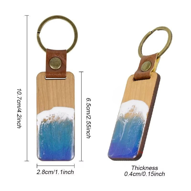 Custom PU Leather & Resin Wave Keychain