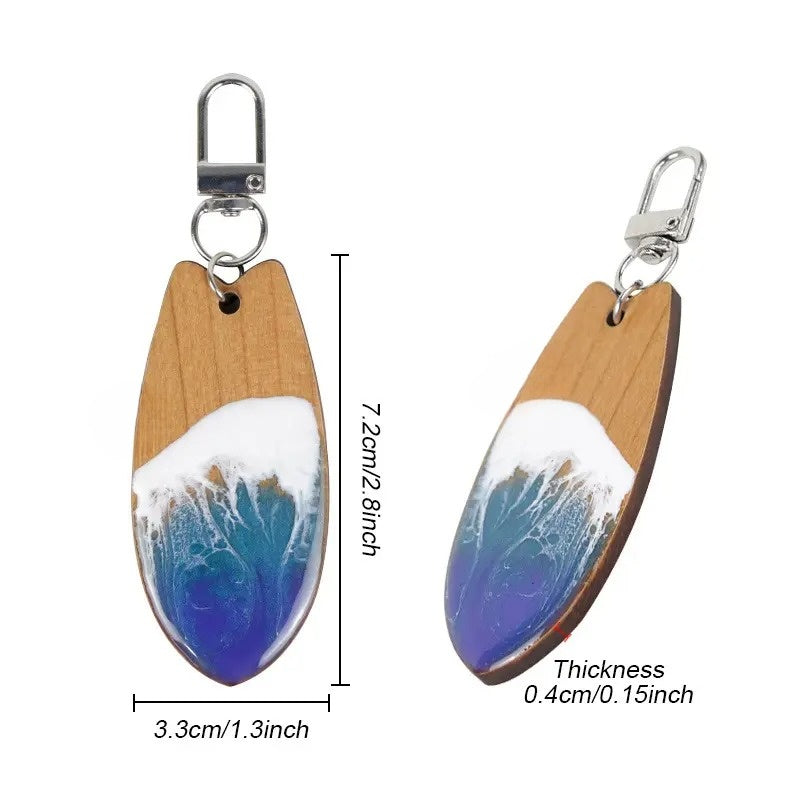 Custom PU Leather & Resin Wave Keychain