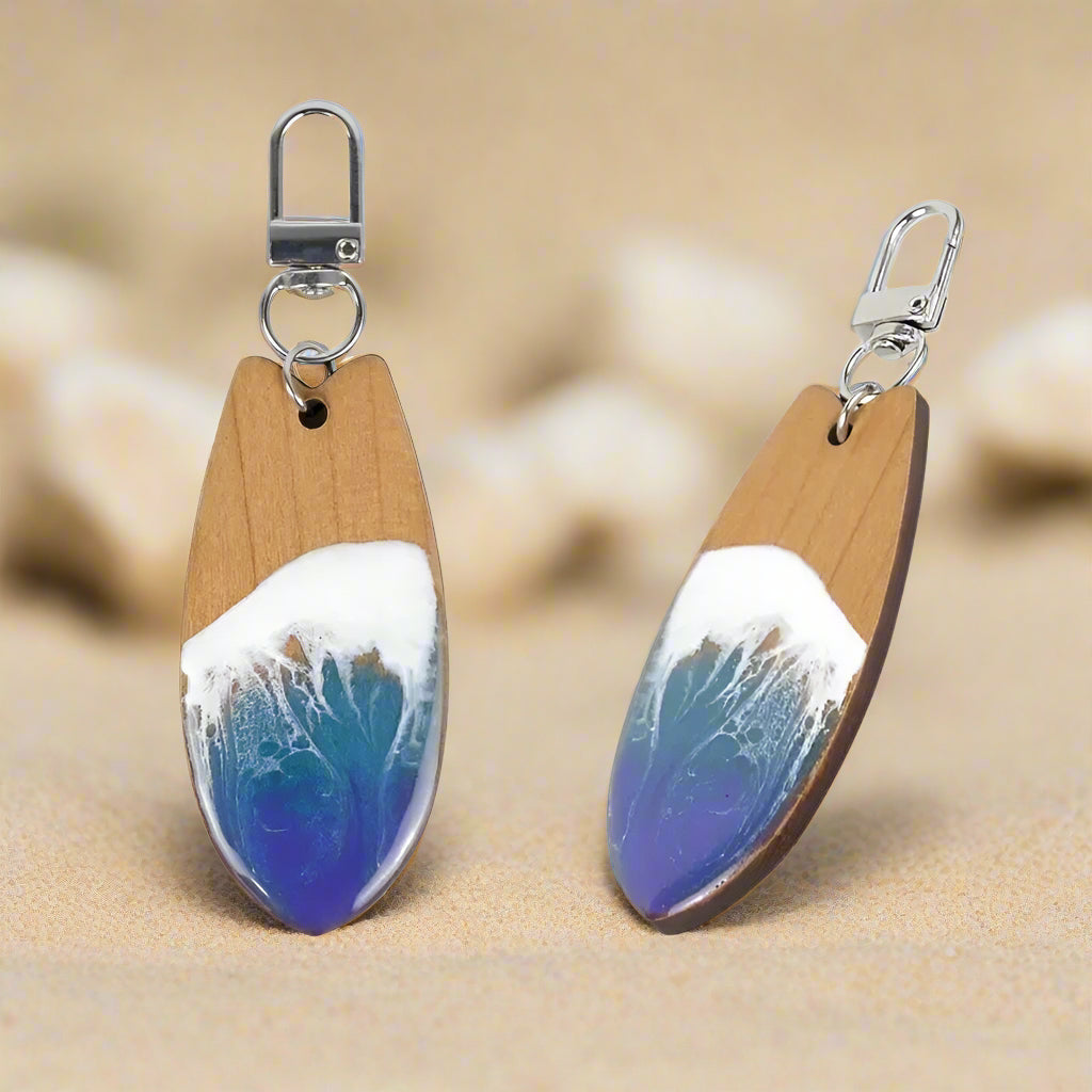 Custom PU Leather & Resin Wave Keychain
