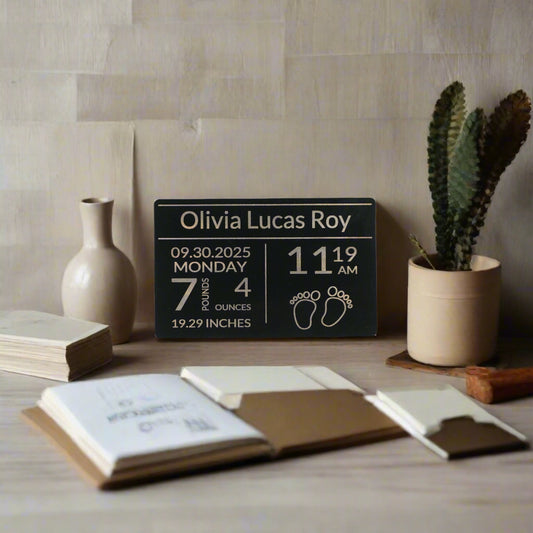 Baby Birth Info Metal Card